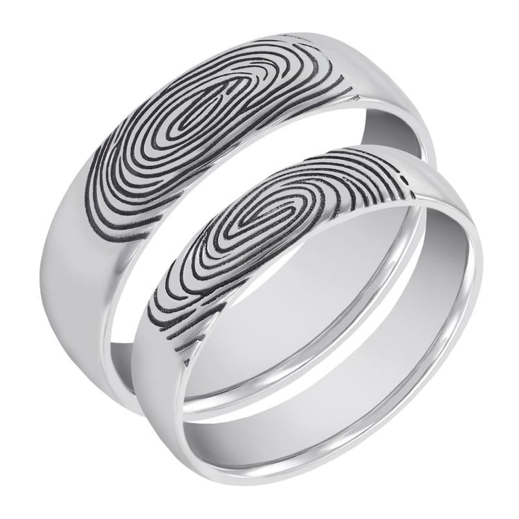 Trauringe aus Platin mit Ihrem Fingerabdruck Hiale