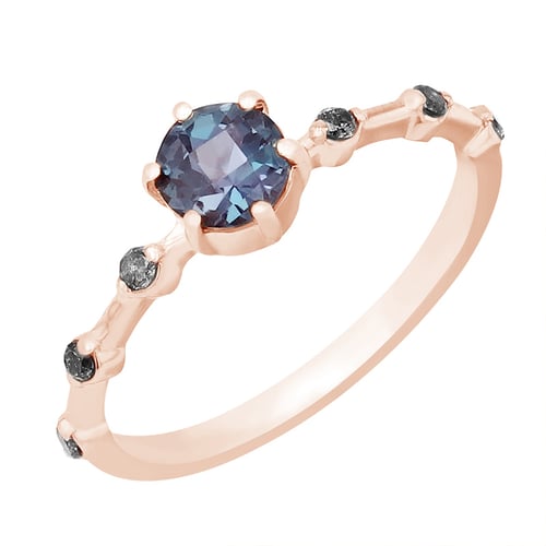 Ring mit Alexandrit und seitlichen Salt and Pepper Diamanten Imelda