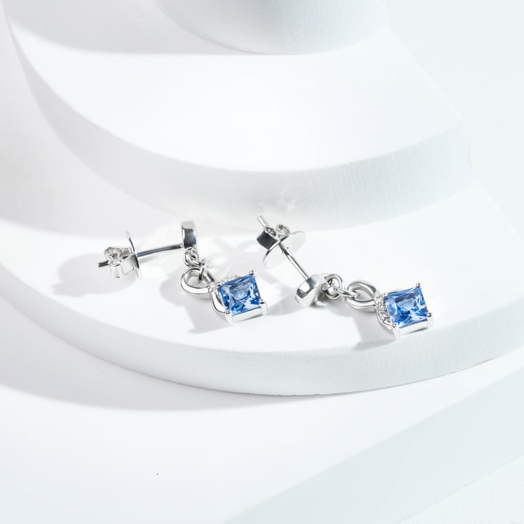 Silberne Ohrringe mit simulierten Tansaniten und Lab Grown Diamanten 165672