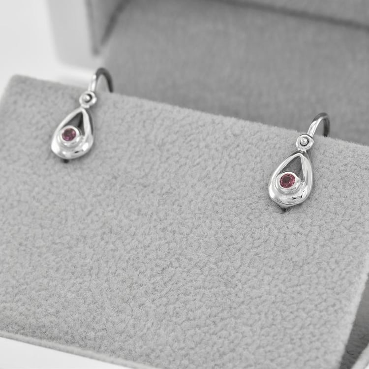 Goldene Kinderohrringe im Tropfenform mit Edelstein Ihrer Wahl Cinderella 40374