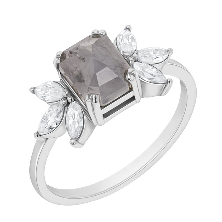 Goldring mit Salt and Pepper Diamant und Moissaniten Xuan