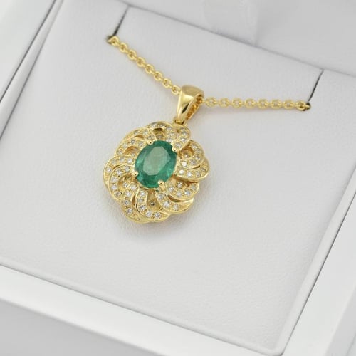 Anhänger mit Smaragd und Diamanten Deena