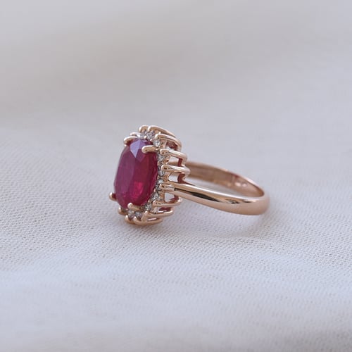 Halo-Ring mit Rubin und Diamanten Chrys