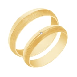 Originelle goldene Eheringe mit Gravur und Diamanten Ally