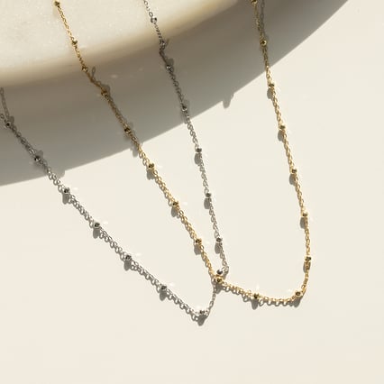 Halskette 45 cm lang mit Kugeln aus 585er Gold