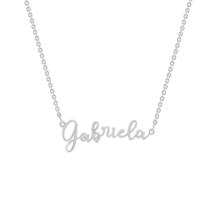 Goldene Namenskette mit Gravur Ihrer Wahl und Diamant Dovev