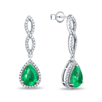 Hängende Ohrringe mit Smaragden und Diamanten Thyra