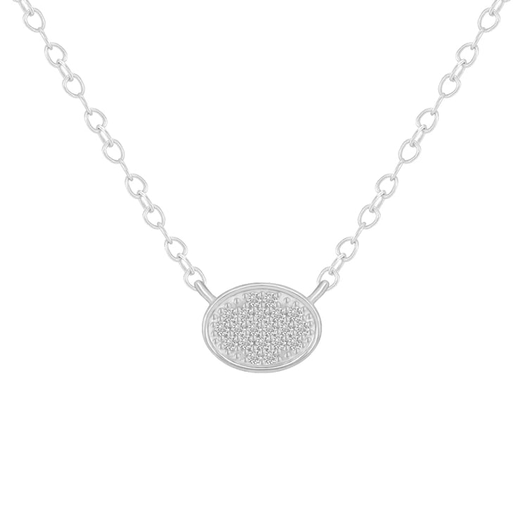 Minimalistische Kette mit einem ovalen Anhänger voller Diamanten Vonnie 46696