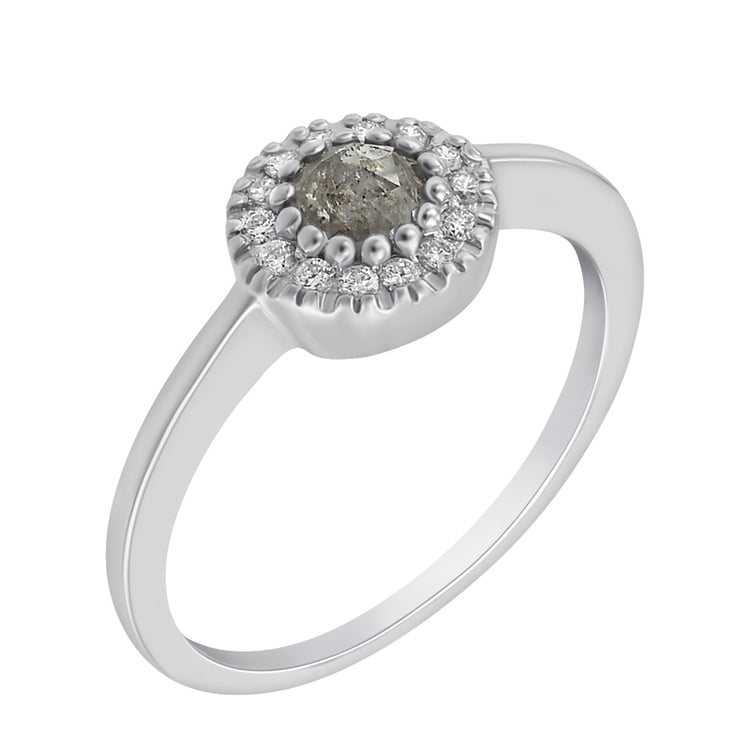 Goldener Verlobungsring mit salt and pepper Diamant Tafne