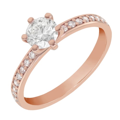 Goldener Verlobungsring mit Moissanit und Lab Grown Diamanten Vanan