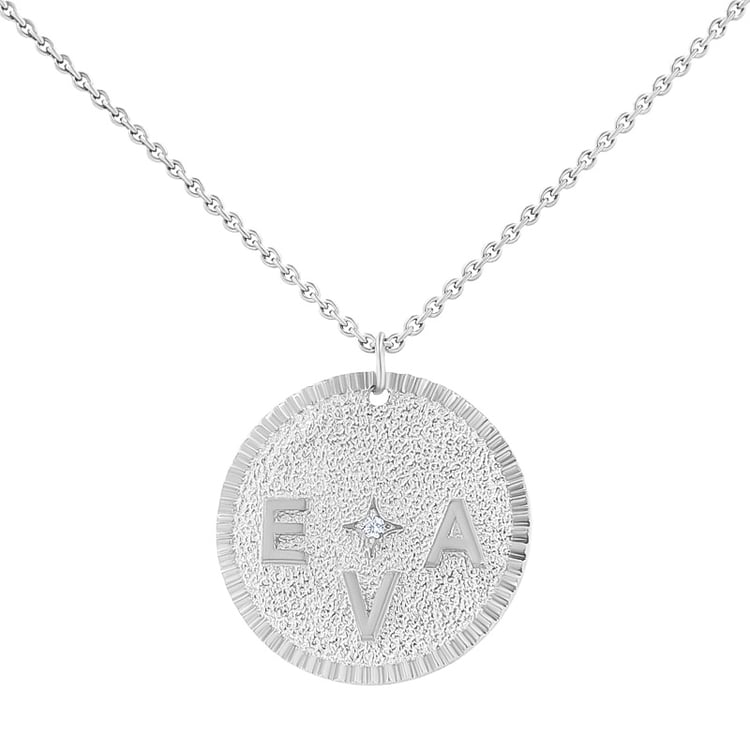 Silberner personalisierter Anhänger mit Edelstein und Buchstaben Larry