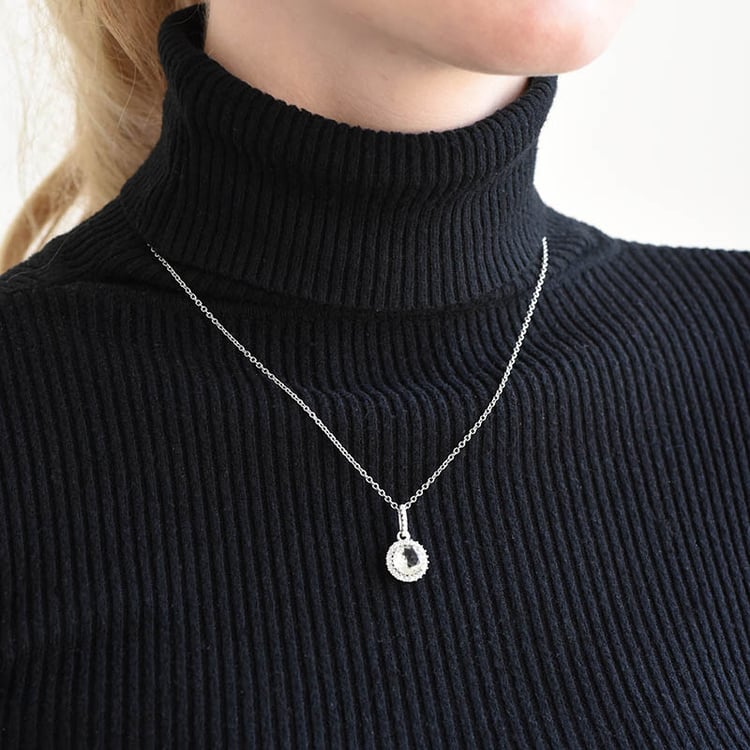 Silberne Halo-Anhänger mit grünem Amethyst und Zirkonia Atia 92242