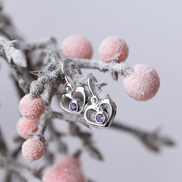 Goldene Kinderohrringe in Herzform mit Edelstein Ihrer Wahl Ariel 59012