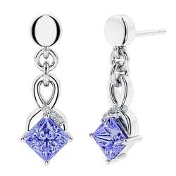 Silberne Ohrringe mit simulierten Tansaniten und Lab Grown Diamanten Mia