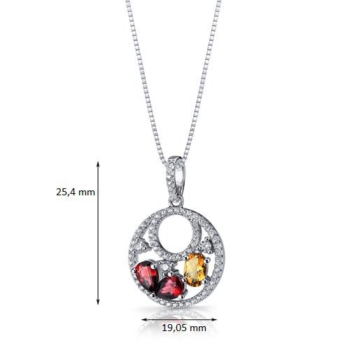 Silberne Halskette mit Granaten und Citrin Dusteenah 11995