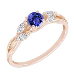 Verlobungsring mit Tansanit und Lab Grown Diamanten in Marquise Form Haly