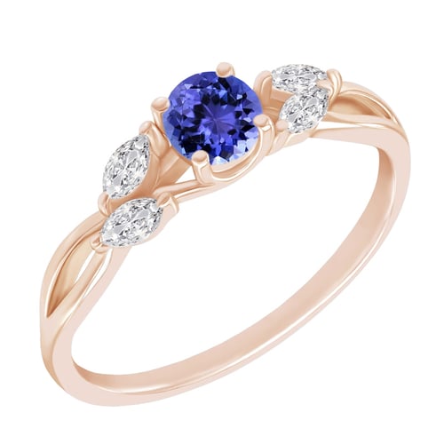 Verlobungsring mit Tansanit und Lab Grown Diamanten in Marquise Form Haly