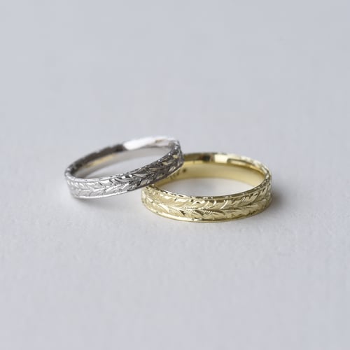 Romantische Vintage-Eheringe aus Gold mit Gravur Hannu