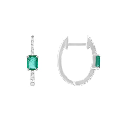 Creolen mit Diamanten und Smaragden Jade