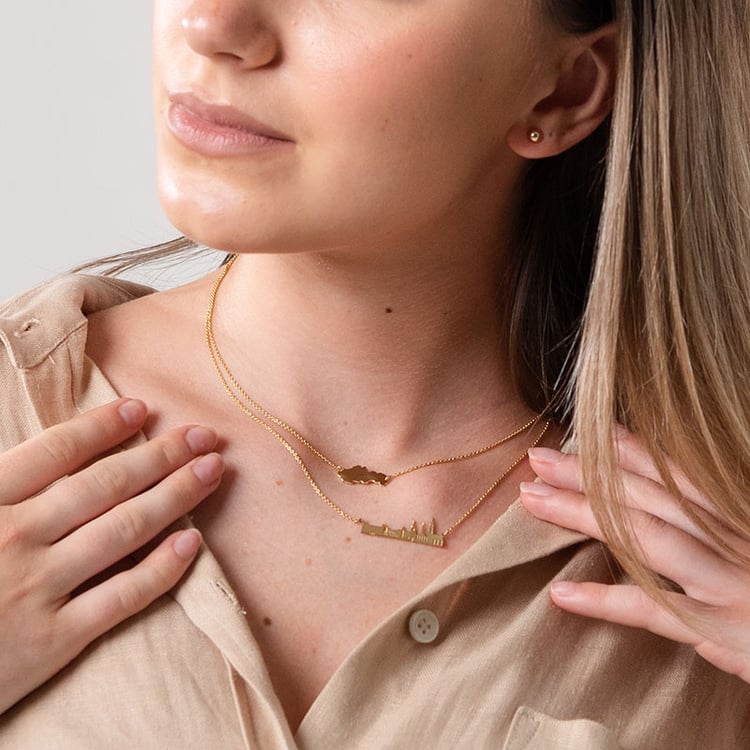 Goldene oder Platinkette mit Anhänger in Form der Slowakei 107141