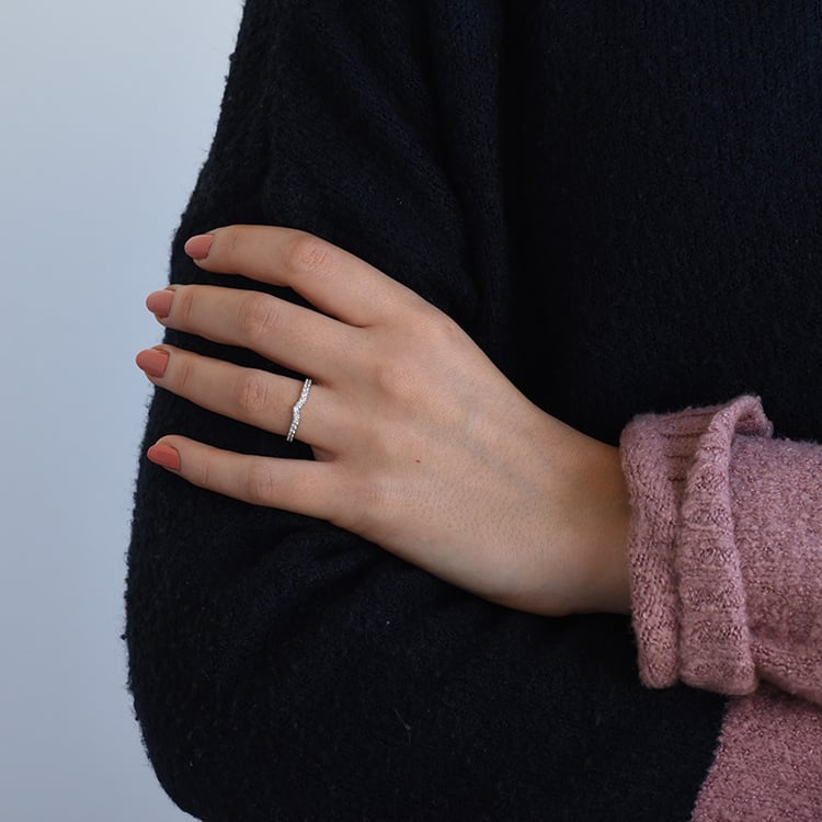 Eternity Ring aus Gold mit Moissaniten und flachem Herrenring Marveille 133626