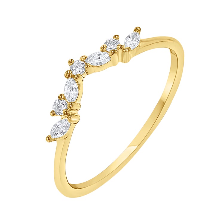 Ring in V-Form mit runden und Marquise Lab Grown Diamanten Fergal