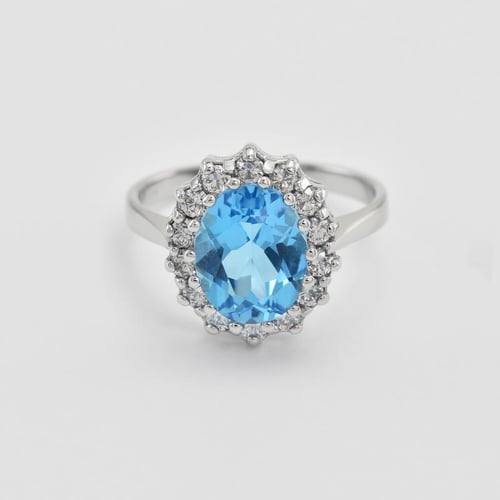 Ring mit blauem Topas und Diamanten Chrys