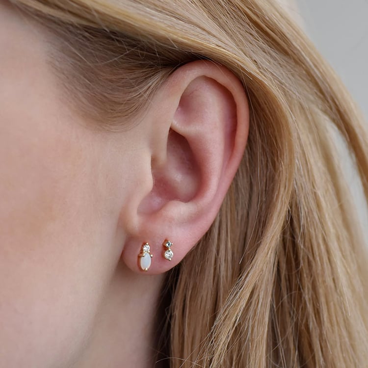 Cluster-Ohrringe mit Opal, Moissanit, Diamant und Topas Roseann 92295