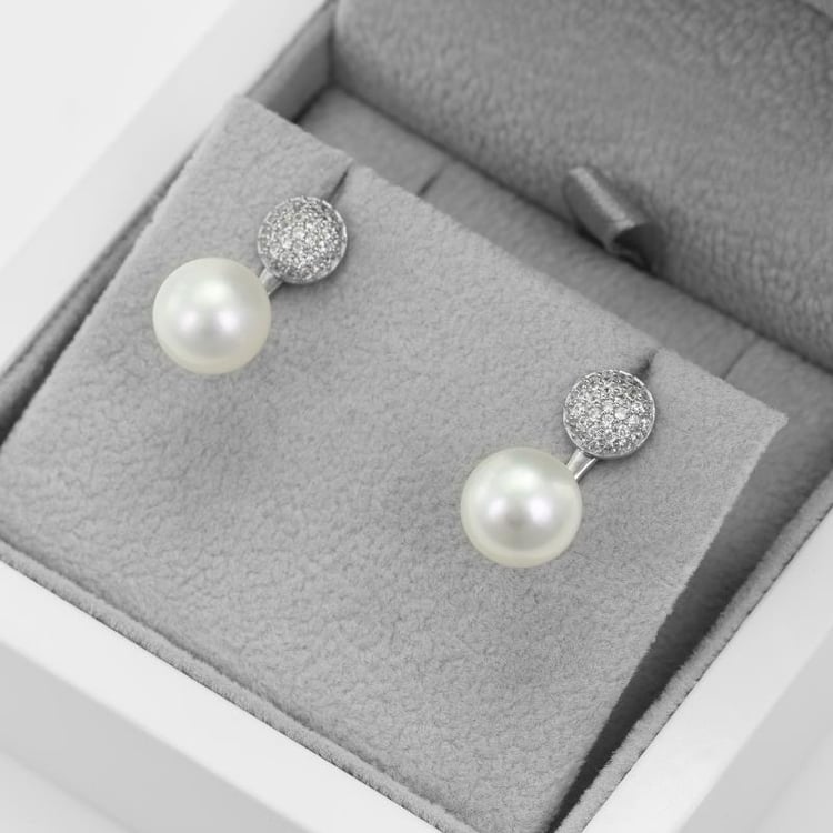 Perlen Ohrstecker mit Zirkonia 50446