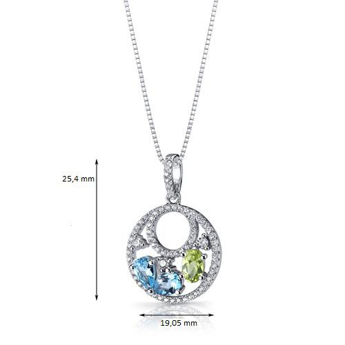 Silberne Halskette mit Topas und Olivin Dusteenah 9617