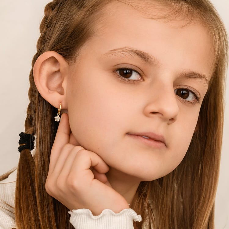 Goldene Kinder-Ohrringe in Form einer Blüte Dahlia 164366