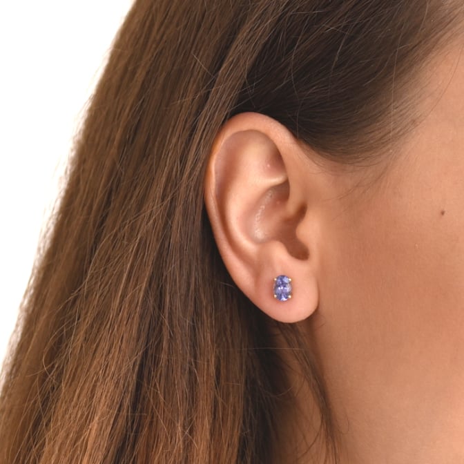 Ohrringe aus Gold mit oval Tansanit 64293