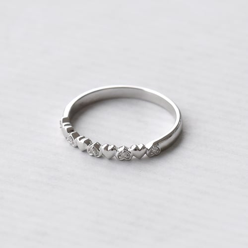 Goldener Memoryring mit Herzen und Diamanten Fople