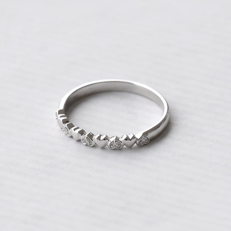 Goldener Memoryring mit Herzen und Diamanten Fople 74303