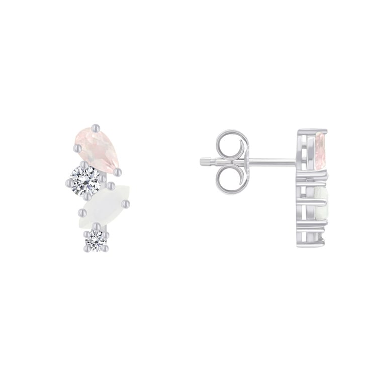 Ohrringe in Silber mit Topas, Rosenquarz und Mondstein Nacho 71819