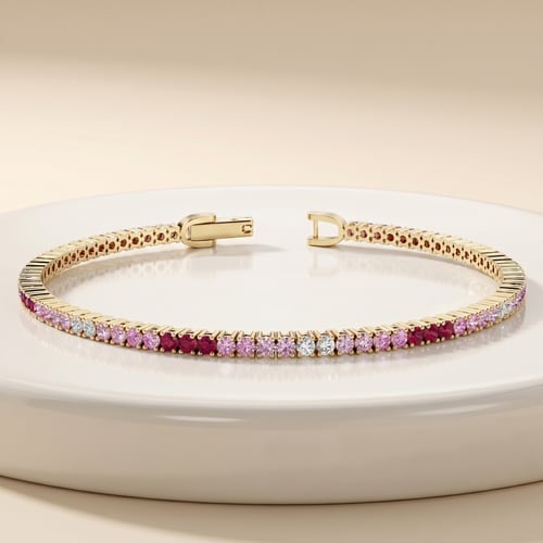 Elegantes silbernes Armband mit Saphiren, Rubinen und Zirkonia Anastasia