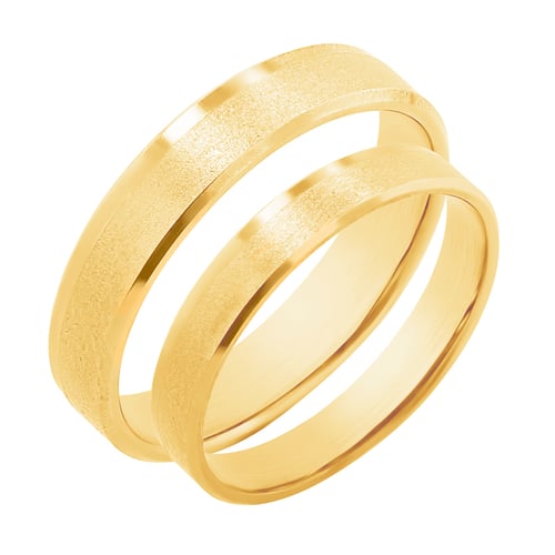 Eheringe aus mattem Gold mit glänzenden Rändern Kalea
