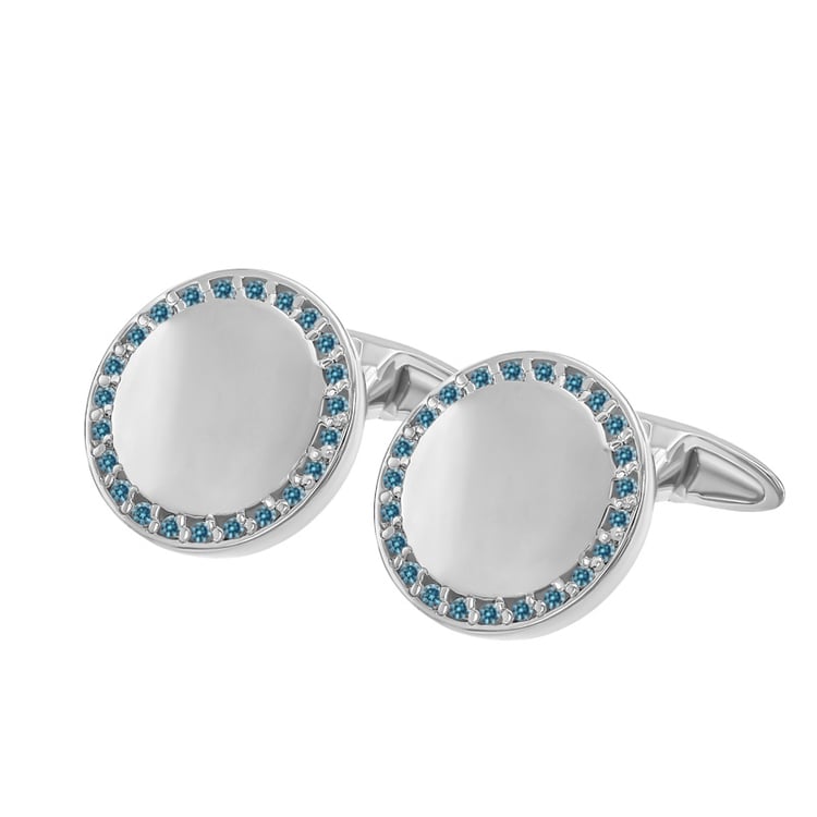 Platin Manschettenknöpfe mit blauen Diamanten Tallis