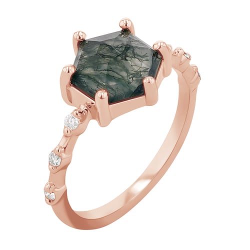 Einzigartiger Ring mit einem Moosachat Sally