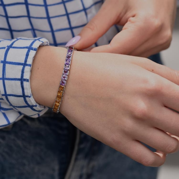 Silberarmband voll von Edelsteinen Andela 43633