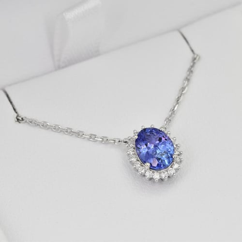 Halskette mit Tansanit und Diamanten Laina