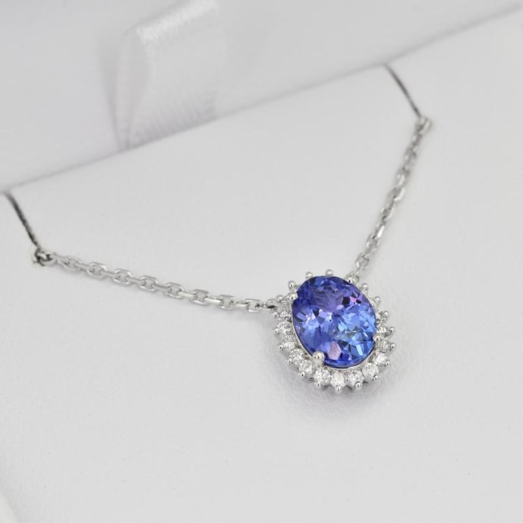 Halskette mit Tansanit und Diamanten Laina 22197