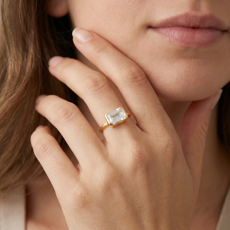 Scheidungsring mit Halblünette Diamanten in Emerald-Form Carsen 165655