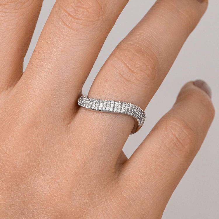 Gewellter halber Eternityring aus Silber mit Lab Grown Diamanten Hjalmar 160627