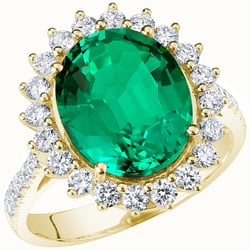 Goldener Ring mit ovalem Lab Grown Smaragd und Diamanten Logan