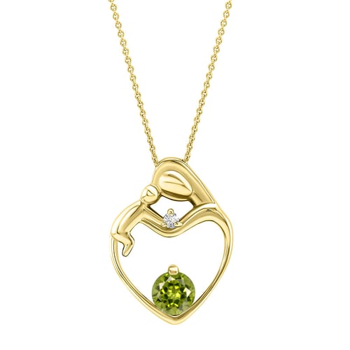 Silberner Anhänger Mutter und Kind mit Olivin und Diamant Ella