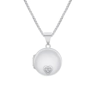 Silbernes Medaillon mit Diamant im Herz Barra