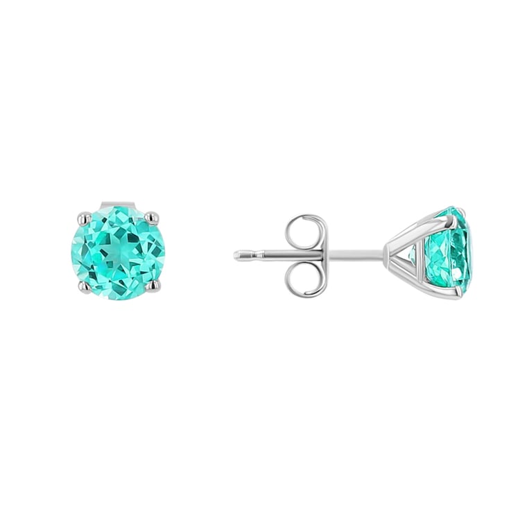 Goldene Ohrstecker mit rundem Lab Grown Paraiba Turmalin Ayla 136767