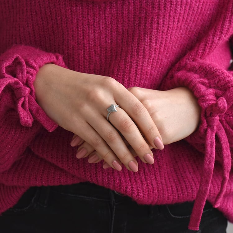 Goldener Verlobungsring mit Salz und Pfeffer Diamant Sanne 73719