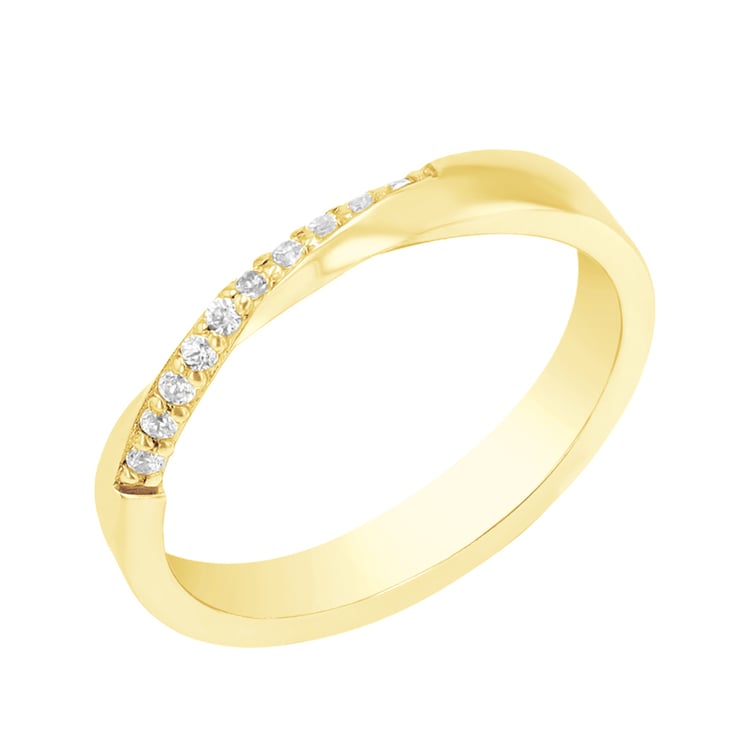 Verdrehte goldene Eheringe mit Diamanten Brielle 98804